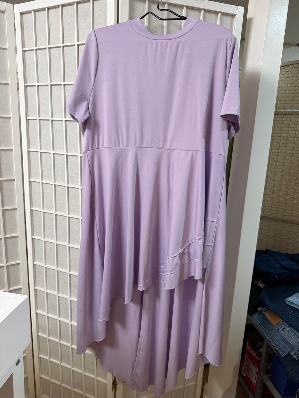 Lavender High-Low Short Sleeve Dress